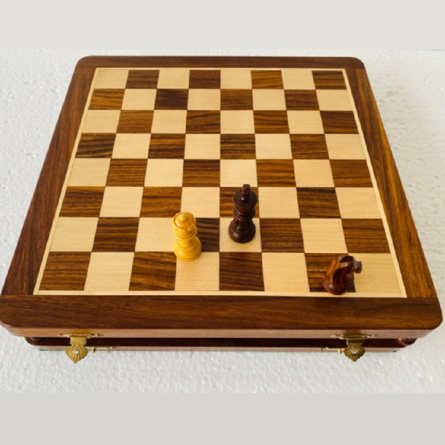 לוח שחמט מגנטי מתקפל מעץ סיסם 30X30 ס''מ