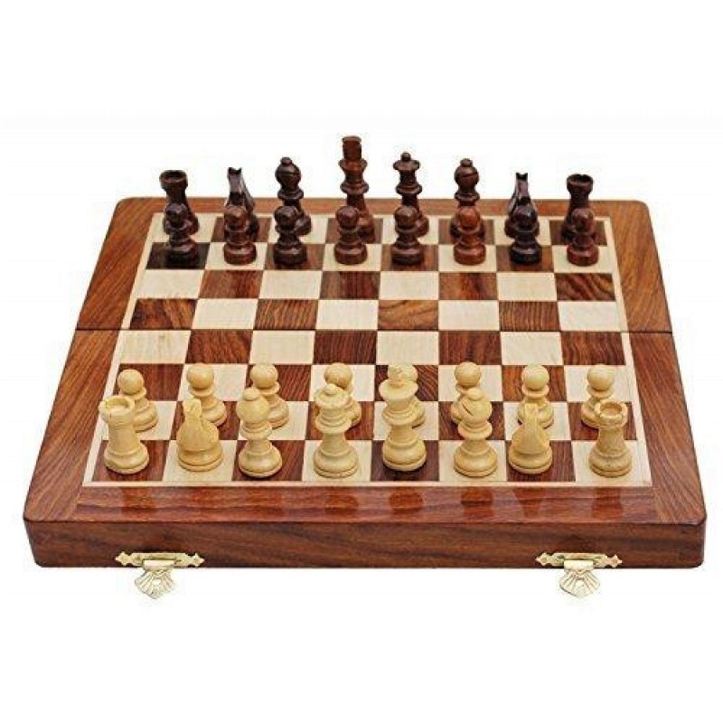 סט שחמט מעץ סיסם (SHEESHAM)  מתקפל 40*40 ס''מ. מק''ט 9014