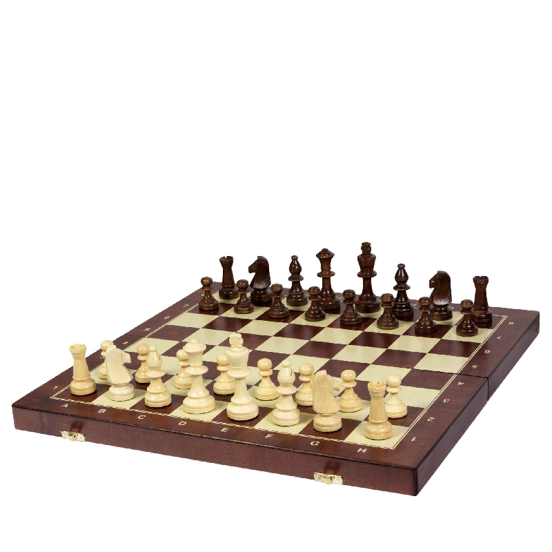 סט שחמט עץ מתקפל T50,  לוח 48 ס''מ מודפס בדפוס משי. מק''ט 4065