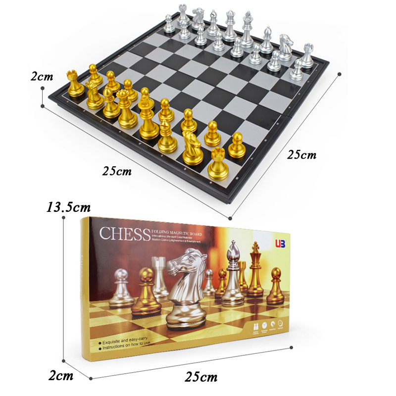 Magnetic Chess Set with Gold+Silver chess pieces